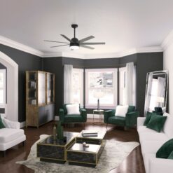 Hunter Phenomenon HunterSMART 60-in Matte Black with Dark Gray Oak Blades Smart Ceiling Fan With Light and Wall Control Included 7 -Blade