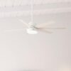 Hunter Phenomenon HunterSMART 60-in Matte White with Bleached Alder Blades Smart Ceiling Fan With Light and Wall Control Included 7 -Blade