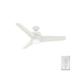 Hunter Havoc Weathermax 54-in Fresh White with Fresh White Blades LED Uncovered Outdoor Ceiling Fan With Light and Wall Control Included 3 -Blade