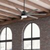 Hunter Phenomenon SMART 70-in Matte Black with Dark Gray Oak Blades Smart Ceiling Fan With Light and Wall Control Included 7 -Blade