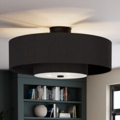 Hunter Jasmine Roth Brookside 30-in Matte Black with Matte Black Blades Fandelier Ceiling Fan With Light 3 -Blade