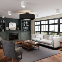 Hunter Jasmine Roth Brookside 30-in Matte Black with Matte Black Blades Fandelier Ceiling Fan With Light 3 -Blade