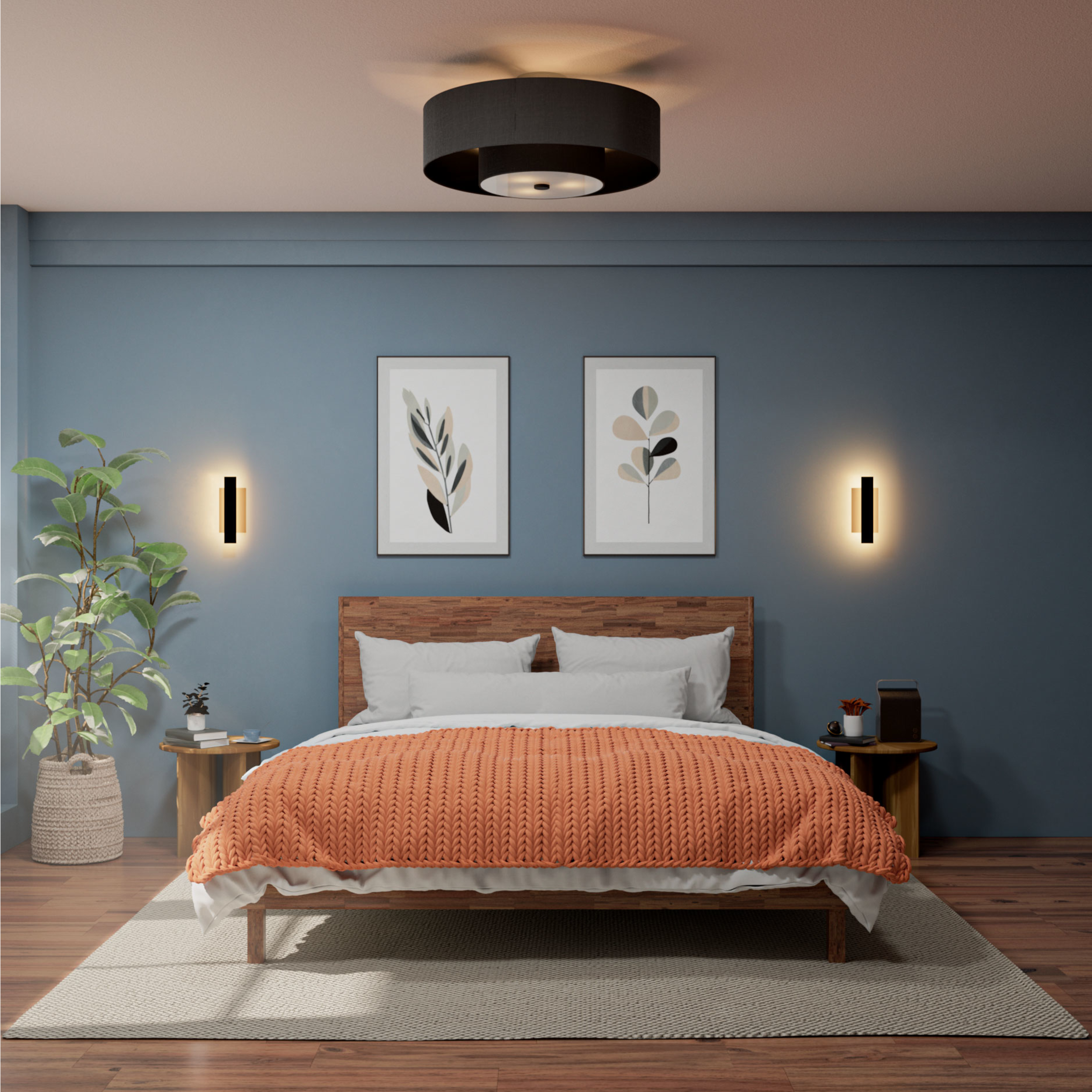 Hunter Jasmine Roth Brookside 30-in Matte Black with Matte Black Blades Fandelier Ceiling Fan With Light 3 -Blade