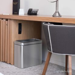 simplehuman 25 Liter / 6.6 Gallon Slim Open Top Small Trash Can, Commercial Grade Heavy Gauge Office Trash Can, White Stainless Steel
