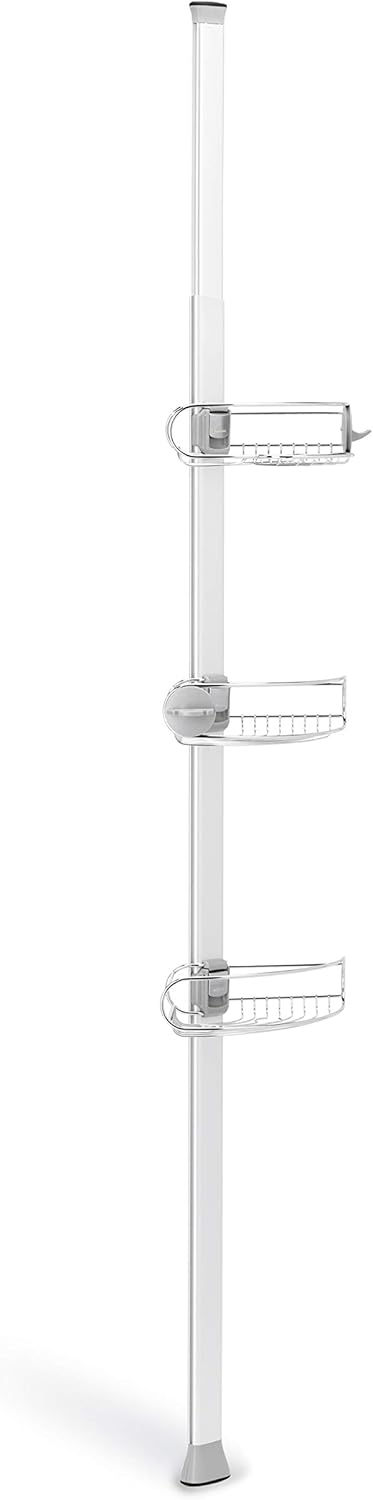 simplehuman 8' Tension Pole Shower Caddy, Stainless Steel and Anodized Aluminum