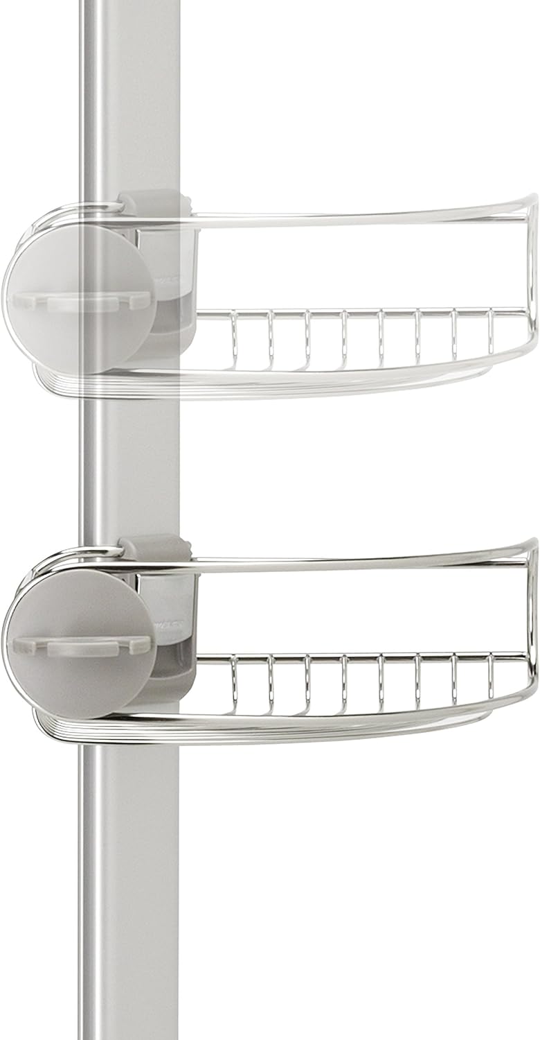 simplehuman 8' Tension Pole Shower Caddy, Stainless Steel and Anodized Aluminum