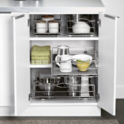 simplehuman 14 inch Pull-Out Cabinet Organizer, Heavy-Gauge Steel Frame, gray