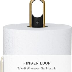 simplehuman Standing Paper Towel Holder with Spray Pump, Brass Stainless Steel, Gold