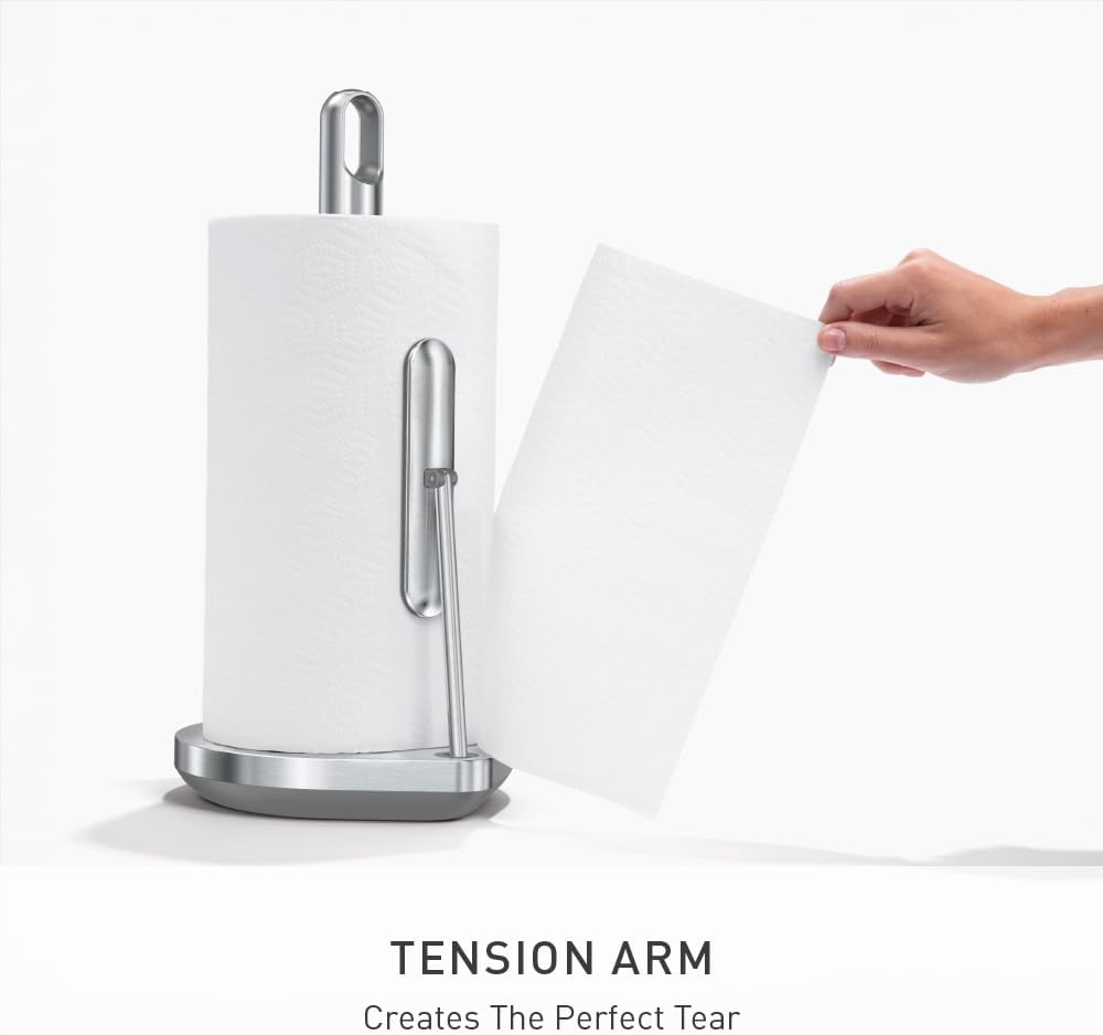 simplehuman Standing Paper Towel Holder with Spray Pump, Brushed Stainless Steel