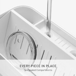 simplehuman Bottle Dock, Steel Frame Fast Drying Bottle Rack, Three-Compartment Organizer for Tumblers, Caps & Straws, White Stainless Steel
