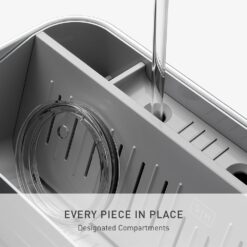 simplehuman Bottle Dock, Steel Frame Fast Drying Bottle Rack, Three-Compartment Organizer for Tumblers, Caps & Straws, Brushed Stainless Steel