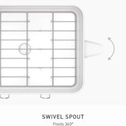 simplehuman Large Capacity Dish Drying Rack with Stainless Steel Frame, 360º Easy Drain Swivel Spout, Utensil & Wine Glass Holder, Anti-Residue Coating, Moisture Control Surface, White