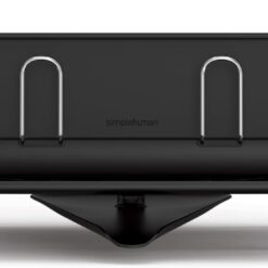 simplehuman Compact Dish Drying Rack with Stainless Steel Frame, 360º Easy Drain Swivel Spout, Utensil Holder, Anti-Residue Coating, Moisture Control Surface, Matte Black