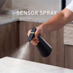 simplehuman Sensor Spray, Intuitive Touch 12 oz Continuous Spray Bottle, Superfine Mist, Wide-coverage Cone & Ultra-precise Jet, Refillable & Rechargeable, Multi-Use, Black