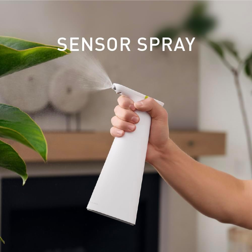 simplehuman Sensor Spray, Intuitive Touch 12 oz Continuous Spray Bottle, Superfine Mist, Wide-coverage Cone & Ultra-precise Jet, Refillable & Rechargeable, Multi-Use, White