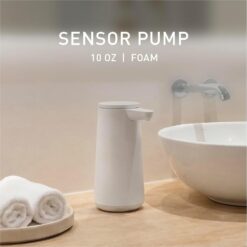 simplehuman Foam Sensor Pump, 10 oz., Automatic Soap Dispenser for Kitchen and Bathroom, Touchless Motion Sensor, Variable Dispense, Rechargeable, High Grade White Stainless Steel
