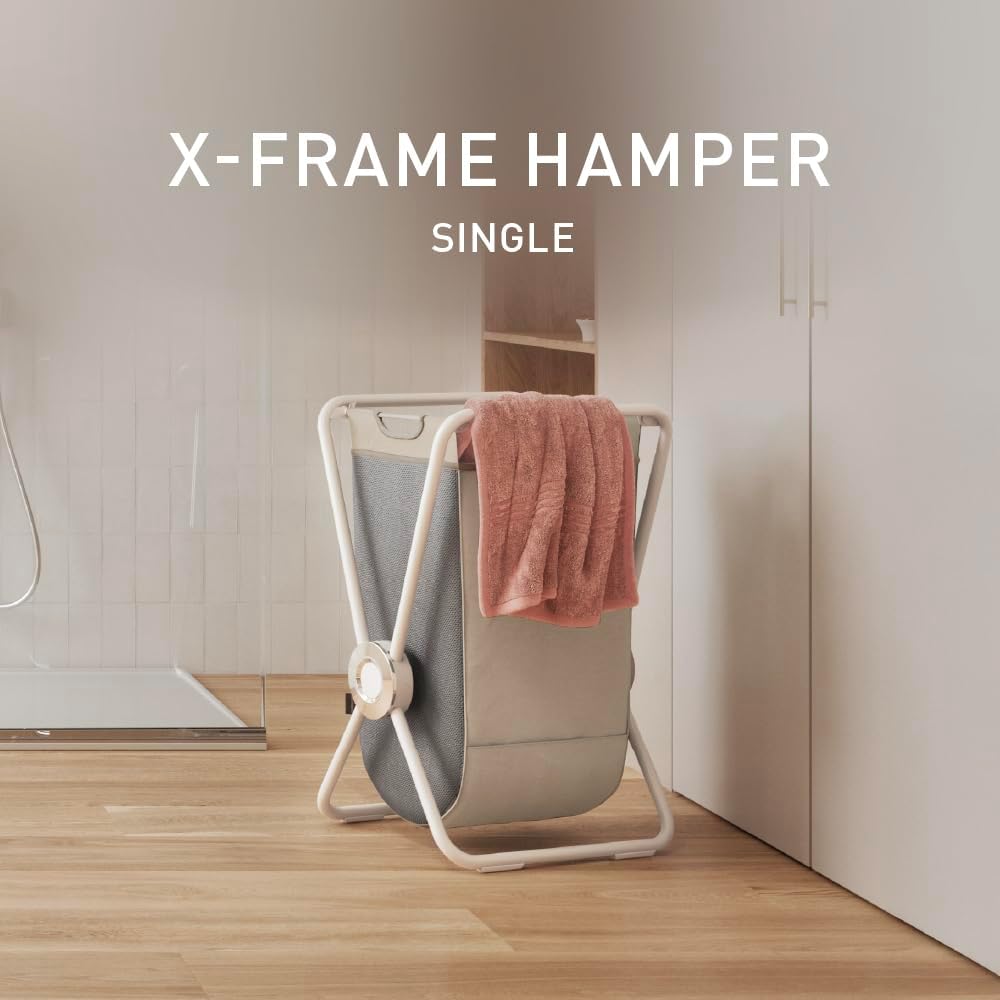 simplehuman single x-frame laundry hamper, White, 65L