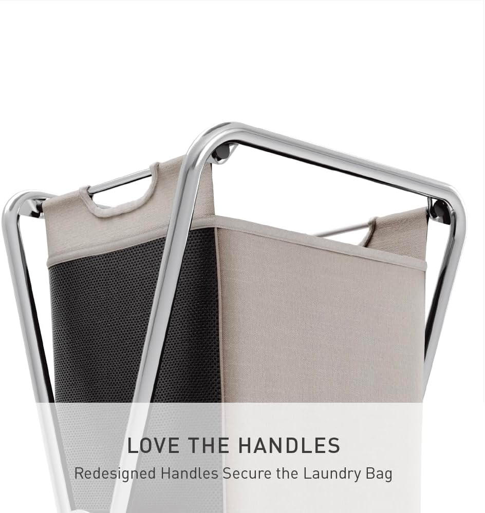 simplehuman single x-frame laundry hamper, Chrome, 65L