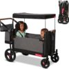 Radio Flyer Atlas Stroll ’N Wagon, Atlas Gray, for Ages 1+, 3-in-1 Push or Pull Versatility, One-Hand Fold, UV Canopy, 5-Point Harnesses, Storage Capabilities, Rubber Wheels, Stroller Wagon for Kids