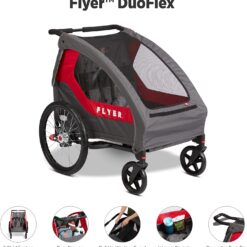 Radio Flyer Duoflex 2 in 1 Bike Trailer and Double Stroller for Toddlers, 1+ Years
