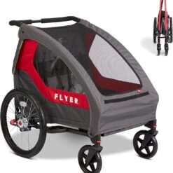 Radio Flyer Duoflex 2 in 1 Bike Trailer and Double Stroller for Toddlers, 1+ Years
