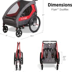 Radio Flyer Duoflex 2 in 1 Bike Trailer and Double Stroller for Toddlers, 1+ Years