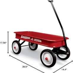 Radio Flyer Classic Red Wagon, For Kids 1.5+, All-Steel Body with No-Scratch Edges, 10” Rubber Tires, Extra-Long Handle Folds Under, Controlled Turning Radius, 200 lb Capacity, Wagon for Kids or Cargo