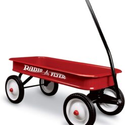 Radio Flyer Classic Red Wagon, For Kids 1.5+, All-Steel Body with No-Scratch Edges, 10” Rubber Tires, Extra-Long Handle Folds Under, Controlled Turning Radius, 200 lb Capacity, Wagon for Kids or Cargo