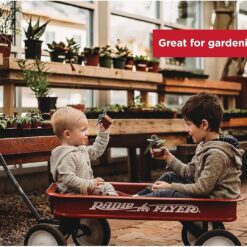 Radio Flyer Classic Red Wagon, For Kids 1.5+, All-Steel Body with No-Scratch Edges, 10” Rubber Tires, Extra-Long Handle Folds Under, Controlled Turning Radius, 200 lb Capacity, Wagon for Kids or Cargo