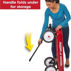 Radio Flyer Classic Red Wagon, For Kids 1.5+, All-Steel Body with No-Scratch Edges, 10” Rubber Tires, Extra-Long Handle Folds Under, Controlled Turning Radius, 200 lb Capacity, Wagon for Kids or Cargo