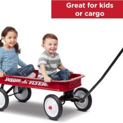 Radio Flyer Classic Red Wagon, For Kids 1.5+, All-Steel Body with No-Scratch Edges, 10” Rubber Tires, Extra-Long Handle Folds Under, Controlled Turning Radius, 200 lb Capacity, Wagon for Kids or Cargo
