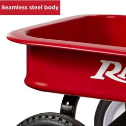 Radio Flyer Classic Red Wagon, For Kids 1.5+, All-Steel Body with No-Scratch Edges, 10” Rubber Tires, Extra-Long Handle Folds Under, Controlled Turning Radius, 200 lb Capacity, Wagon for Kids or Cargo