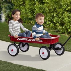 Radio Flyer Classic Red Wagon, For Kids 1.5+, All-Steel Body with No-Scratch Edges, 10” Rubber Tires, Extra-Long Handle Folds Under, Controlled Turning Radius, 200 lb Capacity, Wagon for Kids or Cargo