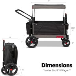 Radio Flyer Wagon for Kids, Baby Stroller, Outside Toys for Toddlers 1-3, Rolling Cart, Beach Cart with Wheels, Trav'ler Stroller Wagon with Protective Cover, for Ages 1+ Years