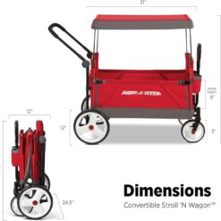 Radio Flyer Wagon for Kids, Baby Stroller, Outside Toys for Toddlers 1-3, Rolling Cart, Beach Cart with Wheels, Convertible Stroller Wagon for Kids Ages 1+ Years, Red