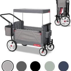 Radio Flyer Odyssey Collapsible Stroll N Wagon with Storage Bag, Light Gray