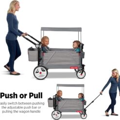 Radio Flyer Odyssey Collapsible Stroll N Wagon with Storage Bag, Light Gray