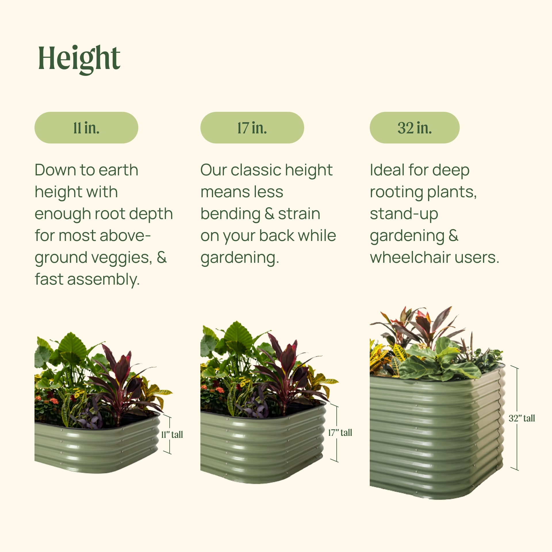 Vego Garden 17-cu ft 42-in W x 42-in L x 17-in H British Green Galvanized Metal Raised Garden Bed