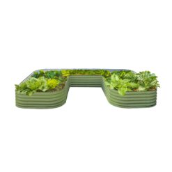 Vego Garden 92-cu ft 84-in W x 138-in L x 17-in H Olive Green Galvanized Metal Raised Garden Bed
