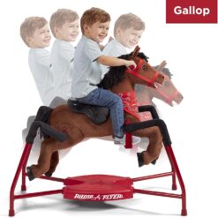 Radio Flyer Chestnut Interactive Riding Horse, For Ages 2-6, Plush Spring Rocking Horse, 3 Riding Levels, EZ Climb Step, Safety Straps, Spring Covers, Accessories, 60 lb Capacity, Toddler Ride On Toys
