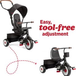 Radio Flyer City 4-in-1 Stroll 'N Trike, Black, for Riders 1-5 Years Old, 4 Riding Modes, 3 Point Harness with Comfort Pad, Parent Controlled Steering, Rear Storage, Stroller Tricycle for Toddlers