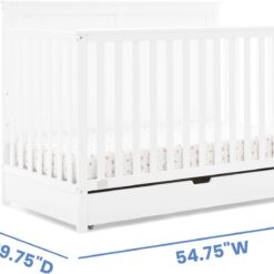Simmons Kids Logan 6-in-1 Convertible Crib with Underdrawer - Greenguard Gold Certified, Bianca White