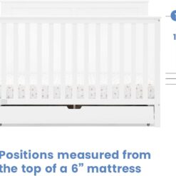 Simmons Kids Logan 6-in-1 Convertible Crib with Underdrawer - Greenguard Gold Certified, Bianca White