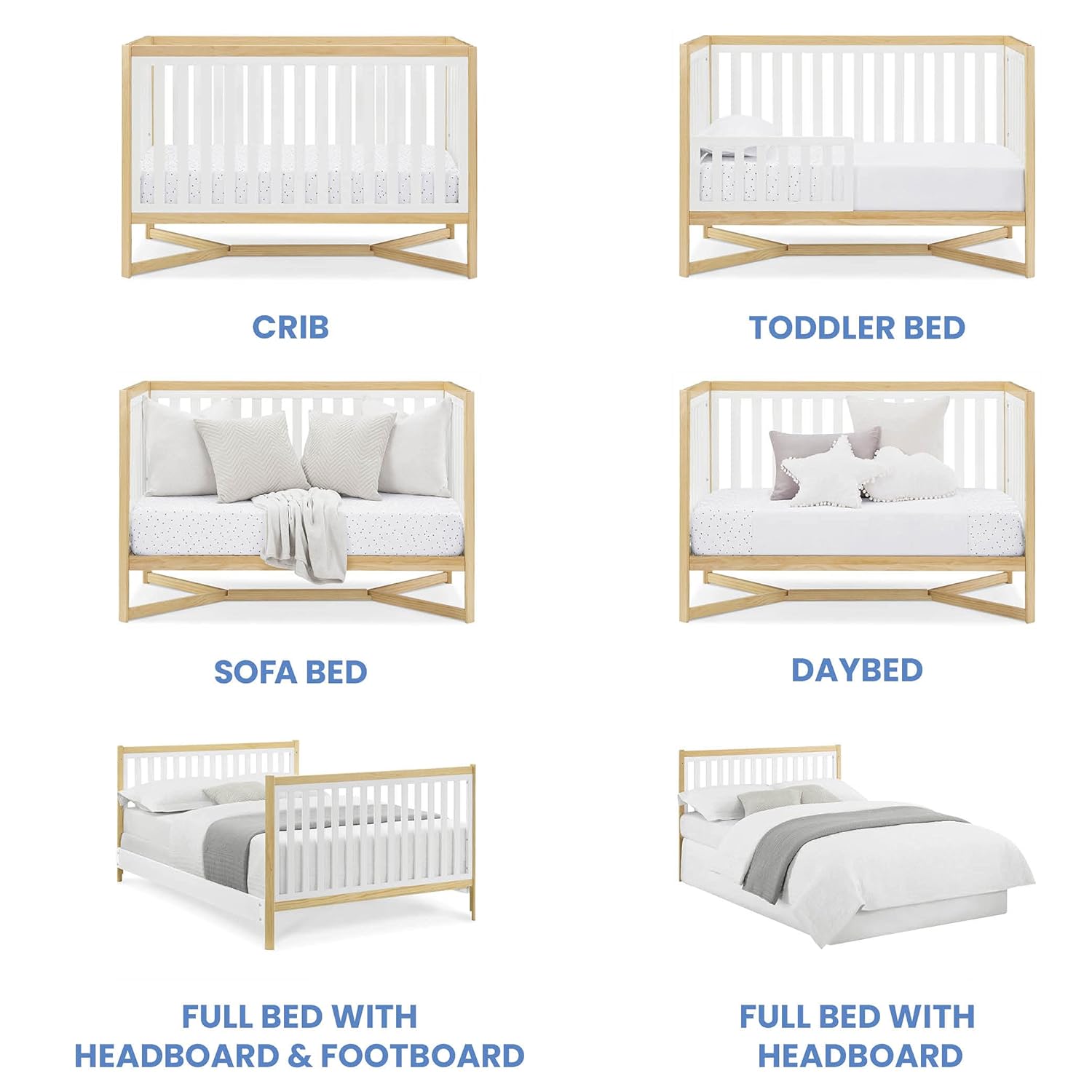 Delta Children Tribeca 4-in-1 Baby Convertible Crib, Bianca White/Natural