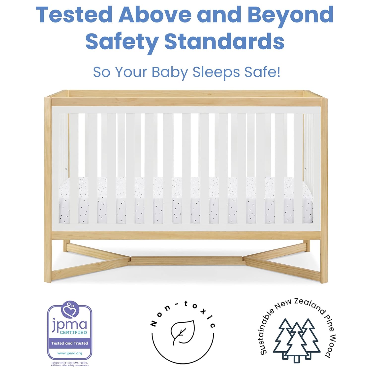 Delta Children Tribeca 4-in-1 Baby Convertible Crib, Bianca White/Natural