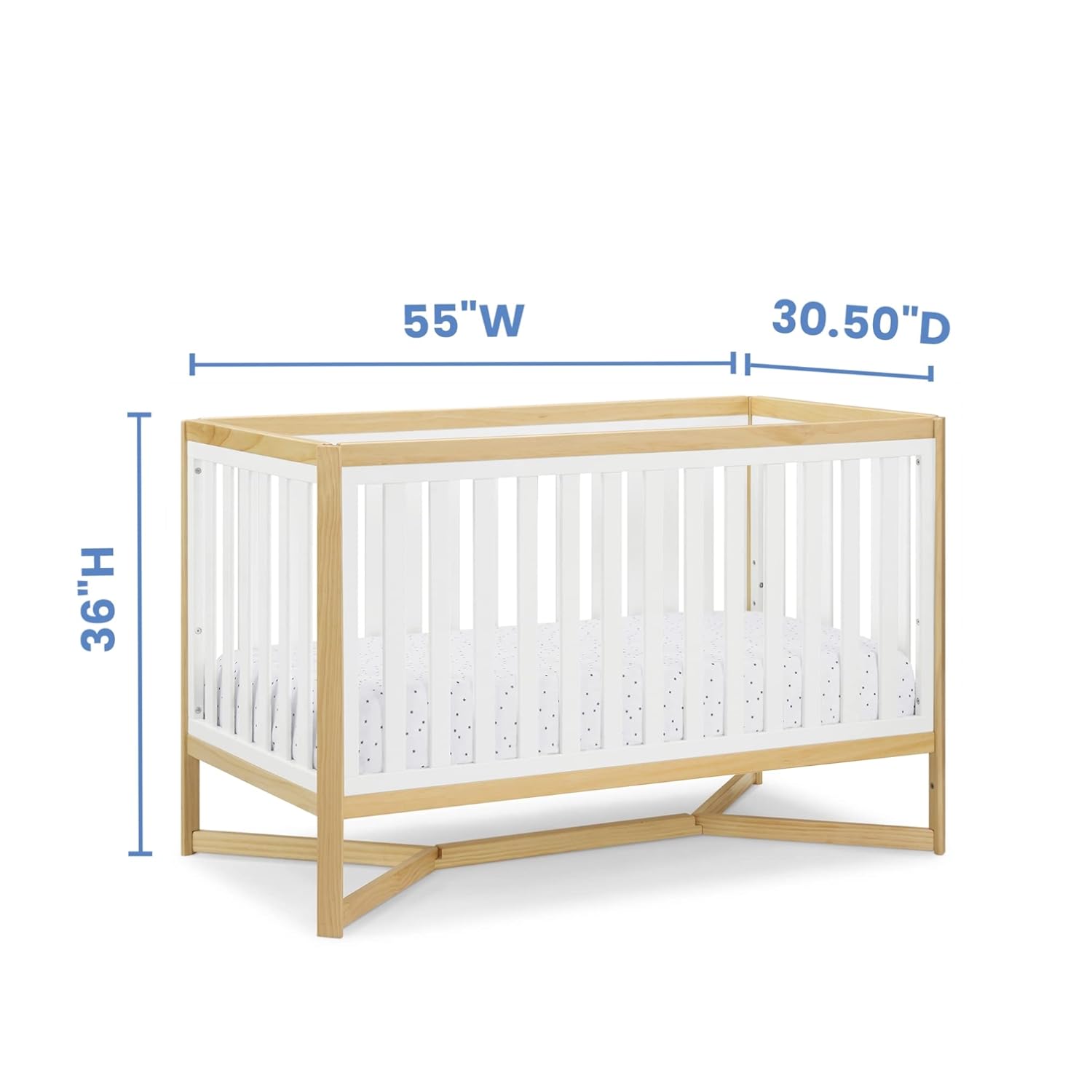 Delta Children Tribeca 4-in-1 Baby Convertible Crib, Bianca White/Natural