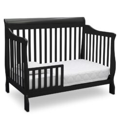 Delta Children Canton 4-in-1 Convertible Crib - Easy to Assemble, Ebony Black