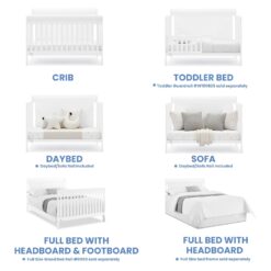 Simmons Kids Carter 6-in-1 Convertible Crib - Greenguard Gold Certified, Bianca White