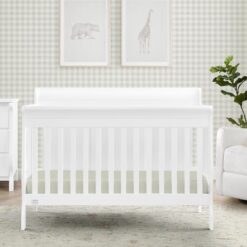 Simmons Kids Carter 6-in-1 Convertible Crib - Greenguard Gold Certified, Bianca White
