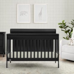 Simmons Kids Carter 6-in-1 Convertible Crib - Greenguard Gold Certified, Black Ebony